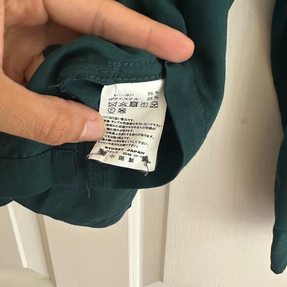 Stussy Japan Y2K Dragon Print Embroidered Button Down‎ Shirt Green Sz Mens Small - Picture 6 of 8